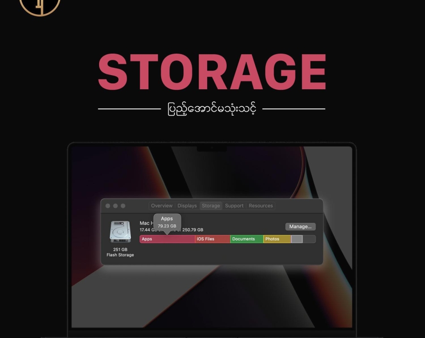 MacBook ရဲ့ storage ကို 100% full ထိလုံးဝမသုံးသင့်ပါဘူး
