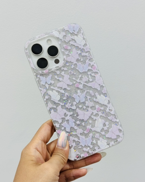 Butterfly Pink Glitter iPhone Cover