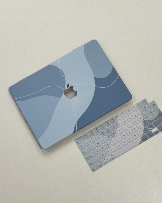အပြာနုလှိုင်းတွန့် Macbook Cover