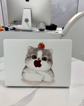 White Cat Macbook Cover