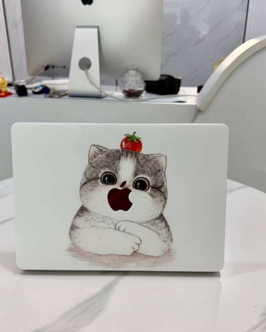 White Cat Macbook Cover