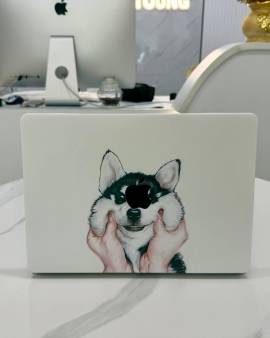 White Dog Macbook Cover