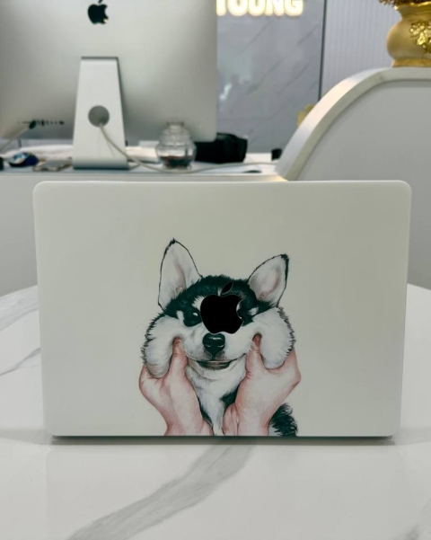 White Dog Macbook Cover